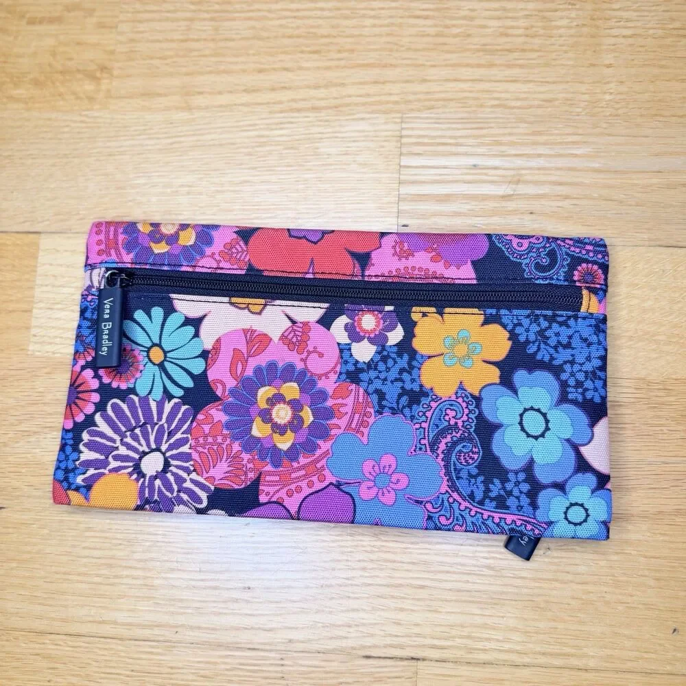 Vera Bradley Floral Fiesta Zip Pouch Cosmetic Pencil Case Multi GUC Maximalism